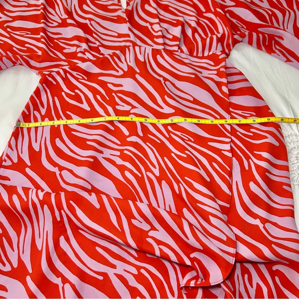 Cabi Saunter Dress Red & Lavender Maxi Empire Waist V-Neck Flutter Sleeve Sz S - Picture 11 of 16